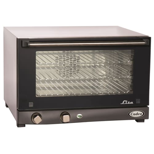 Cadco Countertop Convection Oven, Half Size, Manual Controls, Black & Silver